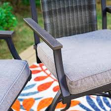 Swivel Metal Outdoor Bar Stool With Grey Cushion 4 Pack