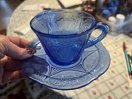 Hazel Atlas Royal Lace Cobalt Blue Cup