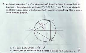 Centre0 0and Radius 3 A Triangle Pqr