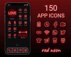 Red Neon App Icons Bundle Neon