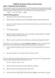 Chemical Equation Chemistry Worksheets