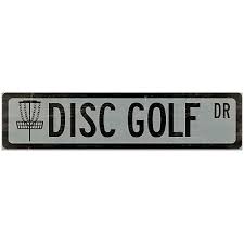 Disc Golf Metal Street Sign With Basket