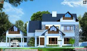 Sloping Roof Style Blue Color House