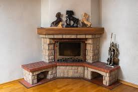 Large Beautiful Stone Fireplace In The