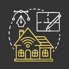 Smart Home Design Chalk Concept Icon