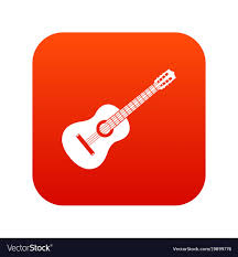 Guitar Icon Digital Red Royalty Free