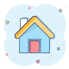 Comicstyle House Building Icon With