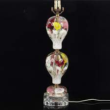 Art Glass Fl Large Paperweight Lamp