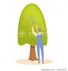 Cutting Tree Plant Icon Cartoon Vector