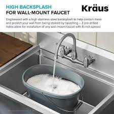 Kraus 19 18 Gauge Kore Workstation Stainless Steel Single Bowl Commercial Utility Laundry Sink For Wall Mount Faucet Kws101 19