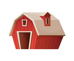 Farm Concept Red Barn House Cartoon