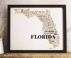 Florida State Map Print Framed Florida