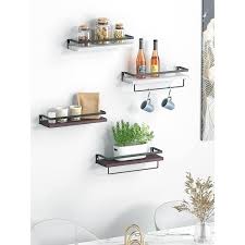 5 9 In X 16 54 In X 0 7 In White Wood Decorative Wall Floating Shelves With Brackets