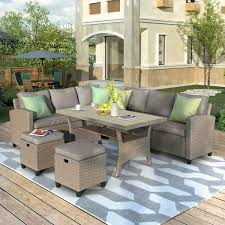 Brown Wicker Outdoor Sectional Set