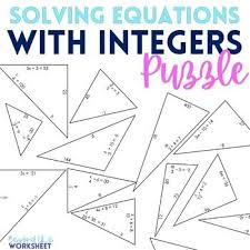 Solving Equations With Integers Puzzle