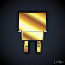 Gold Charger Icon Isolated On Black