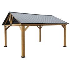 Cedar Wood Frame Pitched Roof Metal