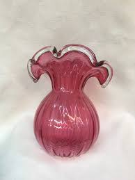 Cranberry Glass Vase Hand Blown