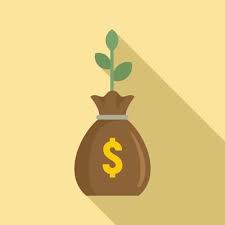 Plant Money Bag Icon Flat Style