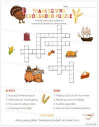 1st Grade Thanksgiving Crossword Puzzle