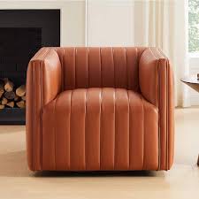 Cube Brown Faux Leather Mordern Channel Stitch Leisure Accent Armrest Club Chair