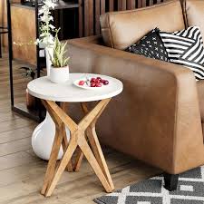 White Brown Wood End Table