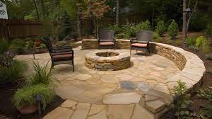 Circular Stone Patio With Yard