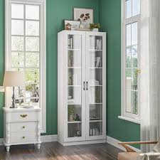 White Wood 31 5 In W Display Cabinet