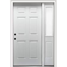 53 In X 81 75 In 6 Panel Right Hand Inswing Classic Primed Fiberglass Smooth Prehung Front Door With One Sidelite