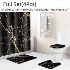 Shower Curtain Set With Non Slip Rugs
