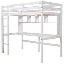 Anbazar White Twin Size Wood Loft Bed