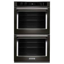 Kitchenaid 27 Double Wall Oven With Even Heat True Convection Black Stainless