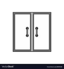 Two Glass Doors Icon Outline Style