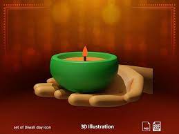 Premium Psd Diwali Day Candle With