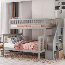 Twin Over Full Stairway Bunk Bed W