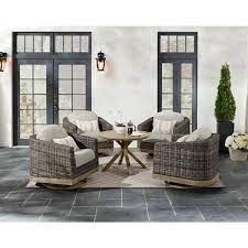 Home Decorators Collection Avondale 5 Piece Wicker Patio Conversation Deep Seating Set With Decorative Band