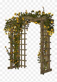 Brown Wooden Arbor With Yellow Flowers