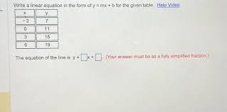 Solved Write A Linear Equation In The