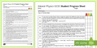 Gcse Physics Particle Model Progress Sheet