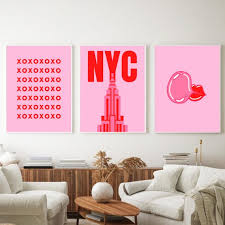 Pink Wall Art Nyc Poster Pink Posters