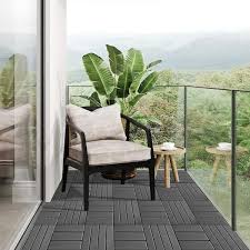 Gogexx 12 In W X 12 In L Outdoor Patio Square Slat Plastic Interlocking Composite Flooring Deck Tile In Gray Pack Of 9 Tile