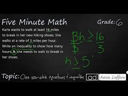 6th Grade Math One Variable Equations