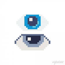 Eye Icon Blue Color Pixel Art Style