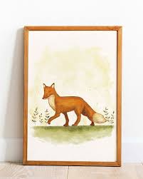 Fox Wall Art Print Woodland Fox Print