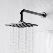 Solid Brass Square Matte Black Rainfall