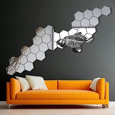 Hexagon Shape Mirror Wall Decor 32 Pcs