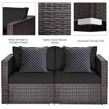 Gymax 4pcs Rattan Corner Sofa Set Patio Outdoor Furniture Set W Black