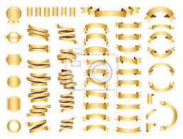 Banner Vector Icon Set Gold Color On