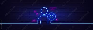 Line Neon Glow Icon Brick Wall Banner