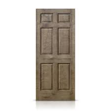 Calhome 36 In X 80 In Vintage Brown Stain Hollow Core Composite Mdf 6 Panel Interior Door Slab